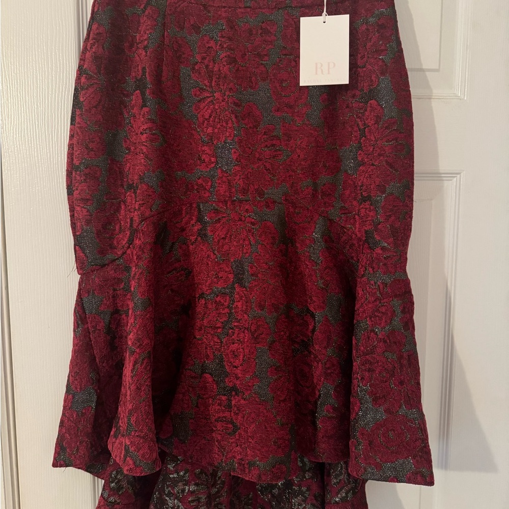 Rachel Parel Elegant Red Floral Women's Skirt
